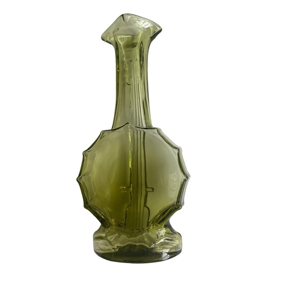 Imperial Glass Verde Green Banjo Guitar Bud Vase Decanter 9.25" 51761 - Picture 11 of 12